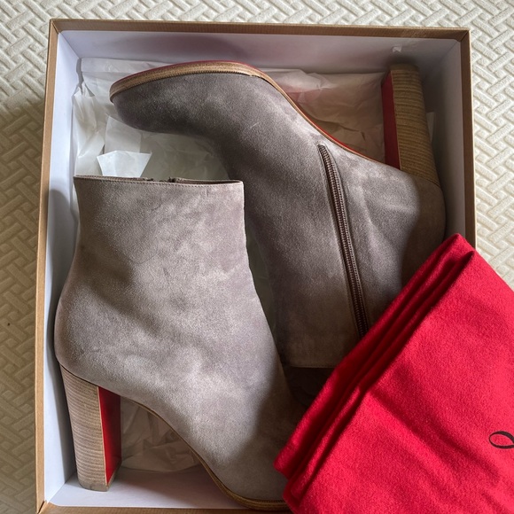 Like New!   Grey Christian Louboutin calf suede ankle boot. - Picture 11 of 11